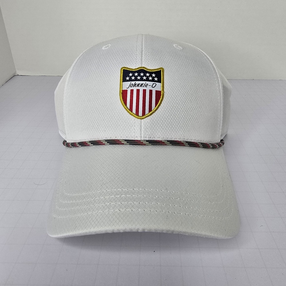 Johnnie-O US Shield XX White Performance Rope Snapback Hat OSFA New